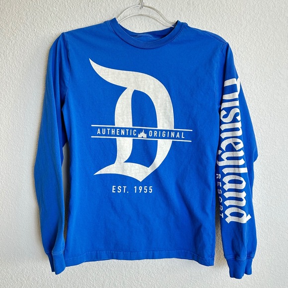 Disney Tops - Disney Disneyland Resort Long Sleeve T-Shirt Blue Graphic Logo Womens XS‎